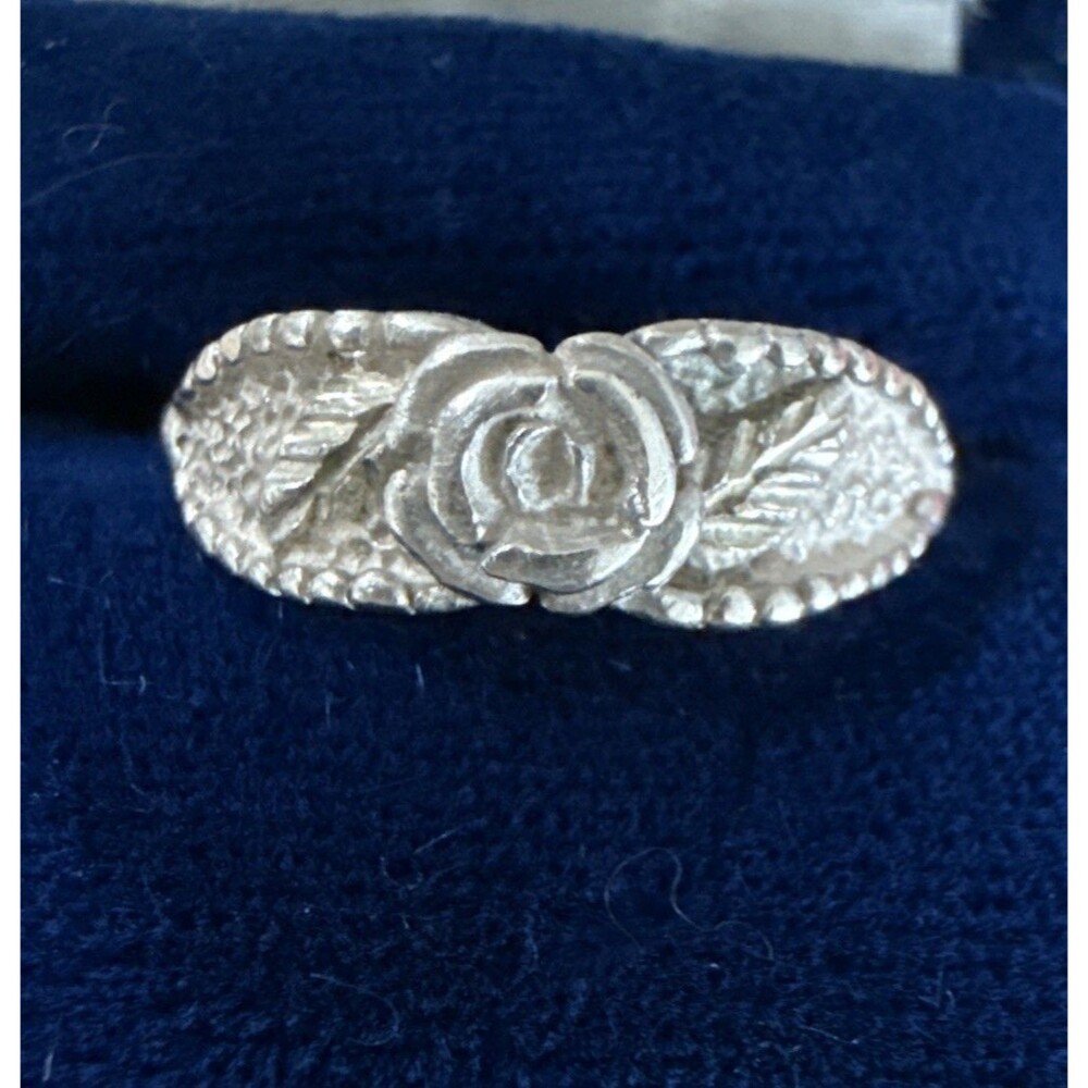 Vintage Sterling Silver Coleman Co Rose Ring Sz 9 - Picture 1 of 9